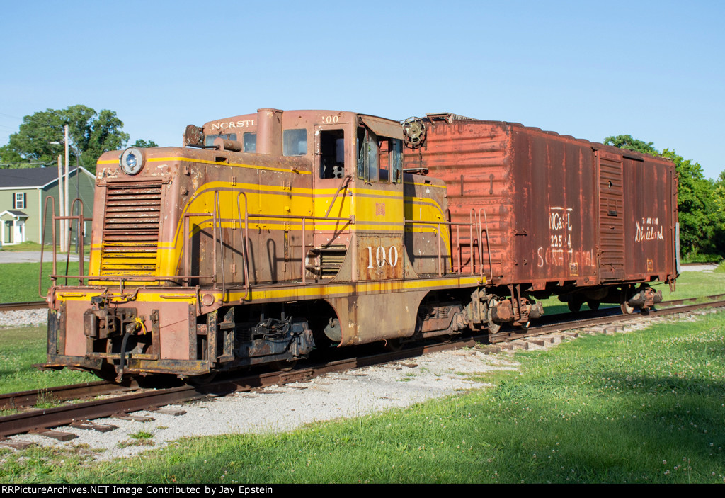 NCSL 100 and a boxcar are on display at Cowan Railroad Museum
